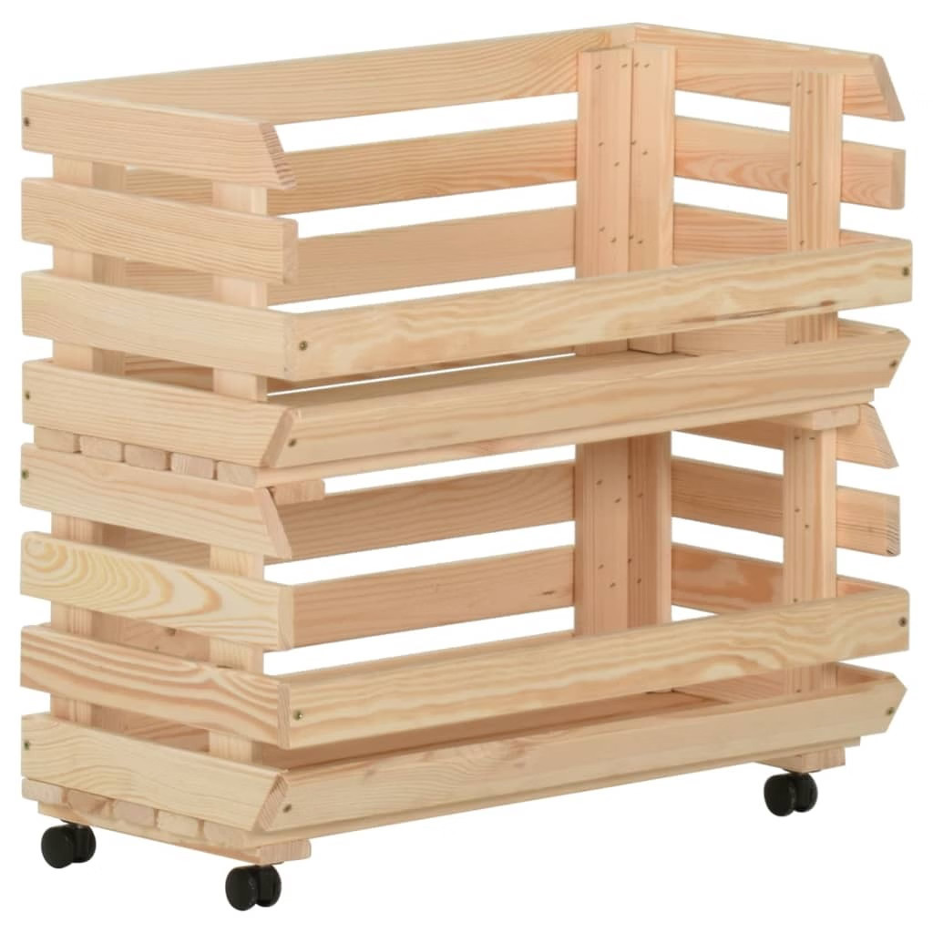 Vegetable Trolley 22.4″x11.8″x31.5″ Solid Wood Pine