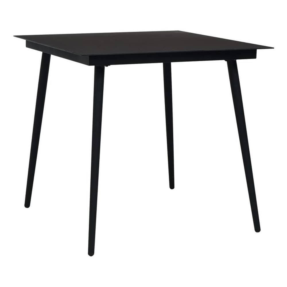 Bowery Hill Cotton Rope/Powder-Coated Steel/Tempered Glass Dining Set in Black