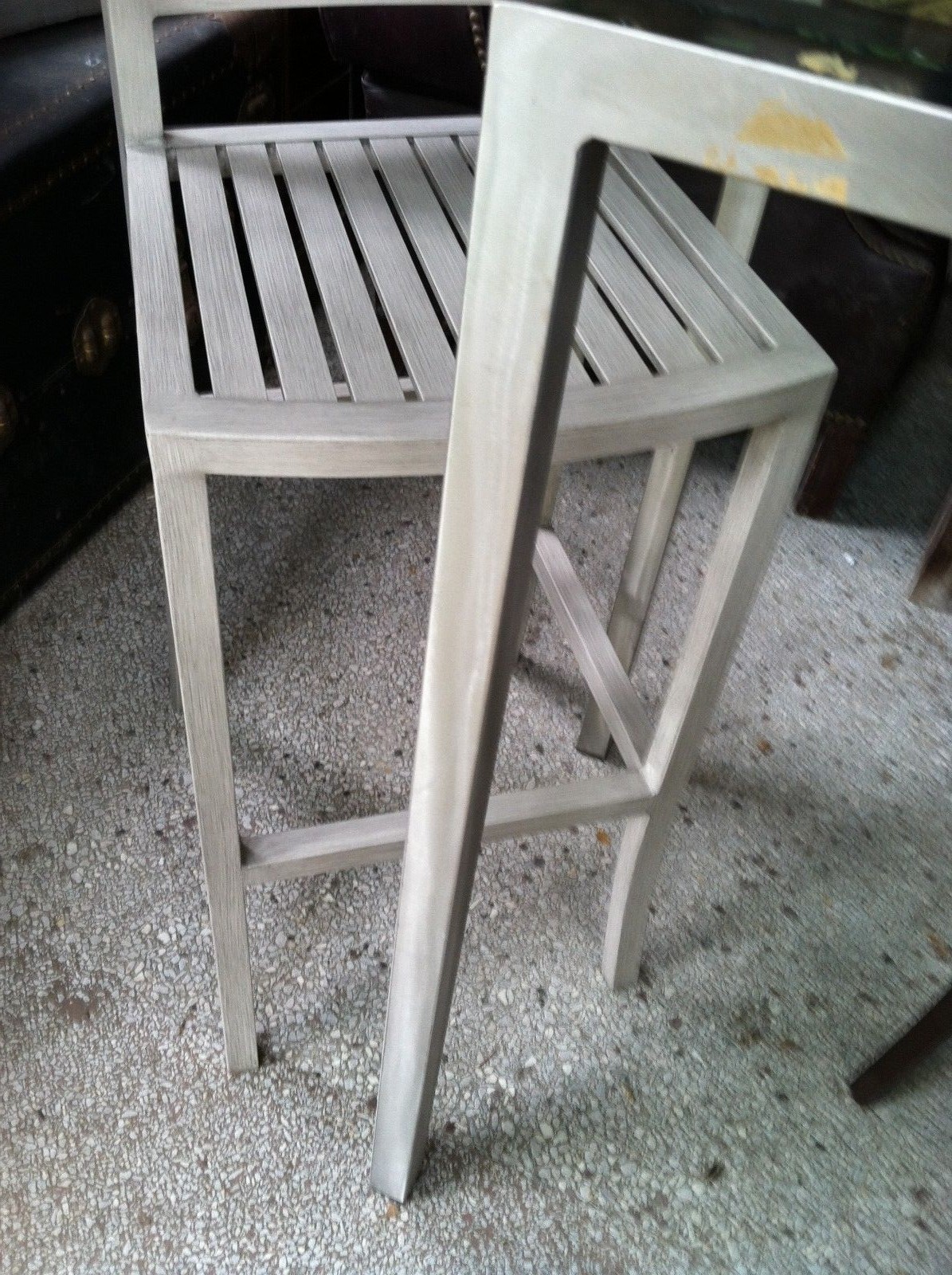 NEW Two 30″ Aluminum Palm Bar Stools Bistro Set Table Patio Furniture HI QUALITY