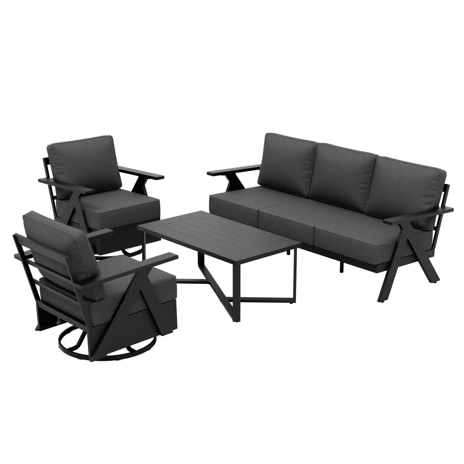 EAGLE PEAK 4 Piece Modern Outdoor Furniture Set Metal Patio Furniture Set