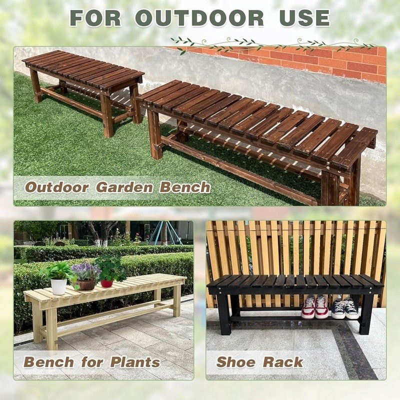 Sturdy Wooden Garden Bench Multifunctional Outdoor Seating Patio Furniture New