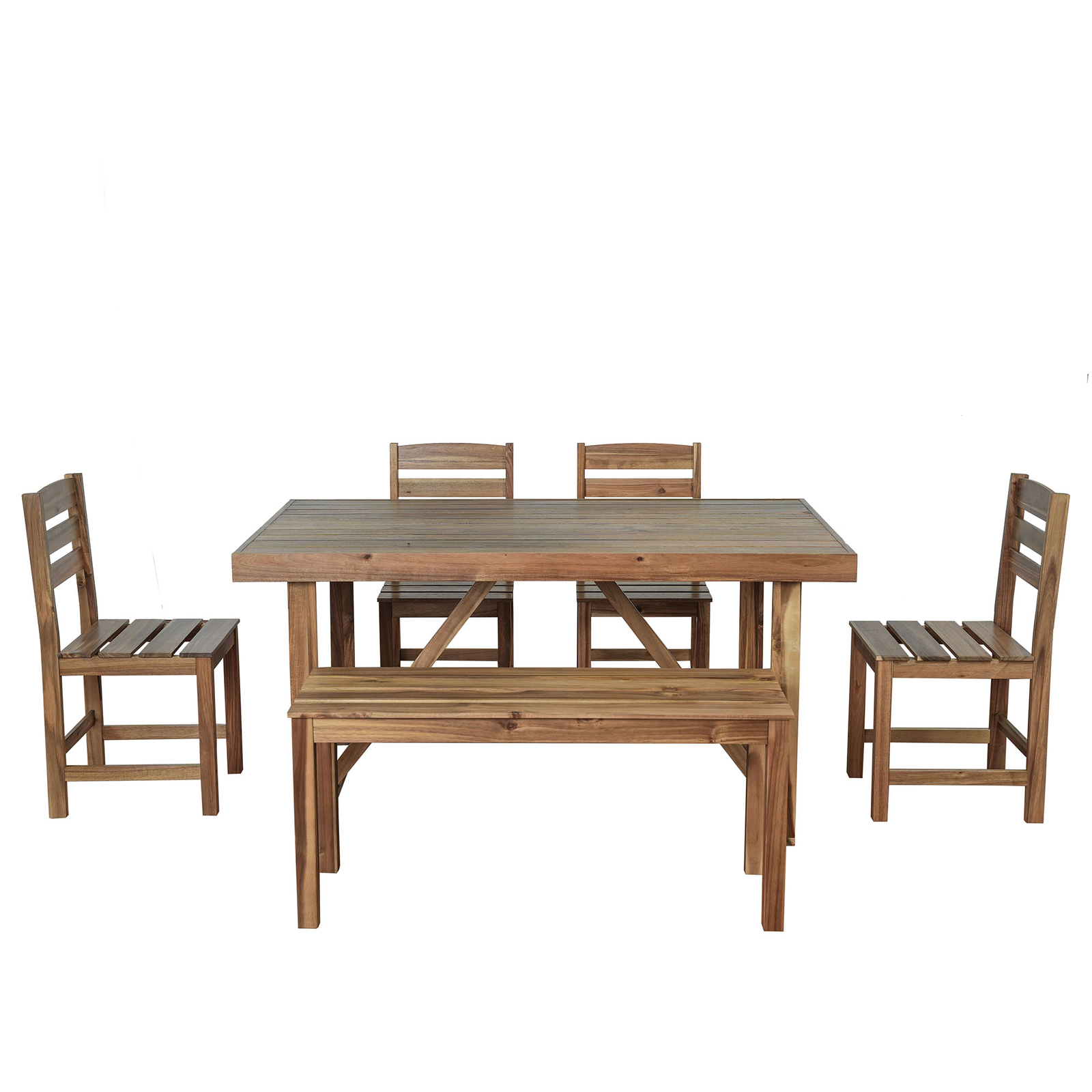 6Pieces Patio Furniture Dining Set Acacia Wood Outdoor Table and Chairs Backyard
