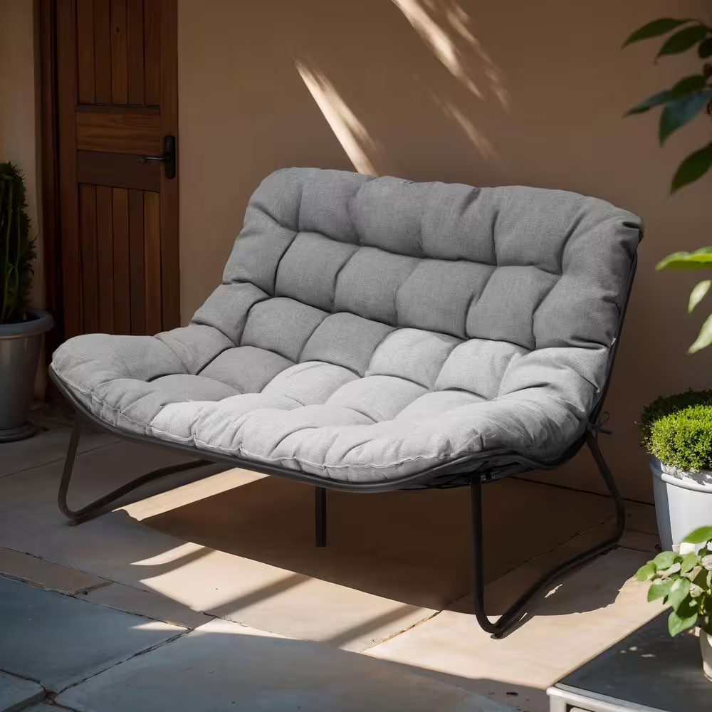 2-Seater Outdoor Loveseat Sofa Set Patio Wicker Sectional Furniture with 4 In. T