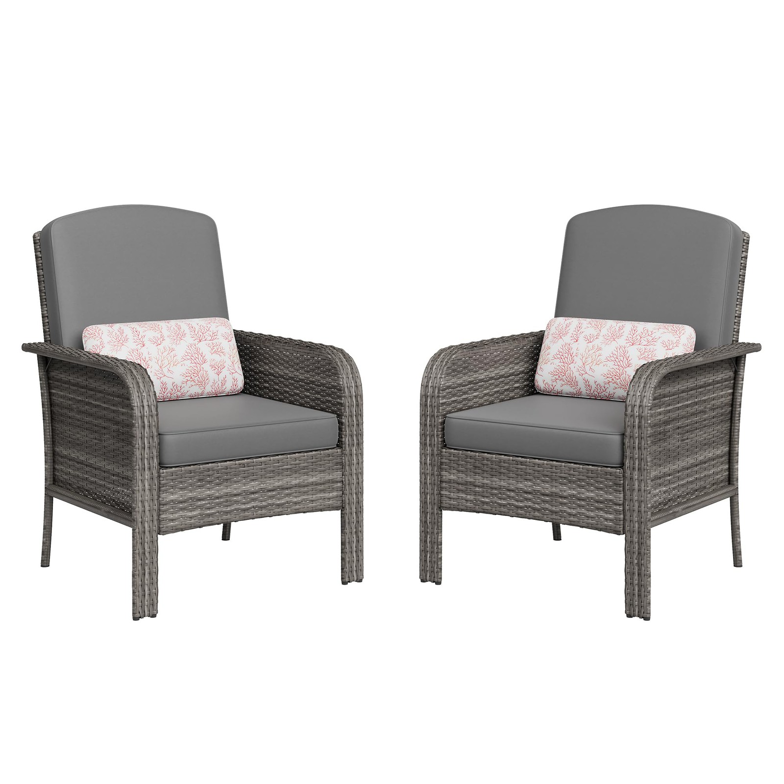 2 Piece Outdoor Wicker Chairs Patio Set High Back Deep Seating