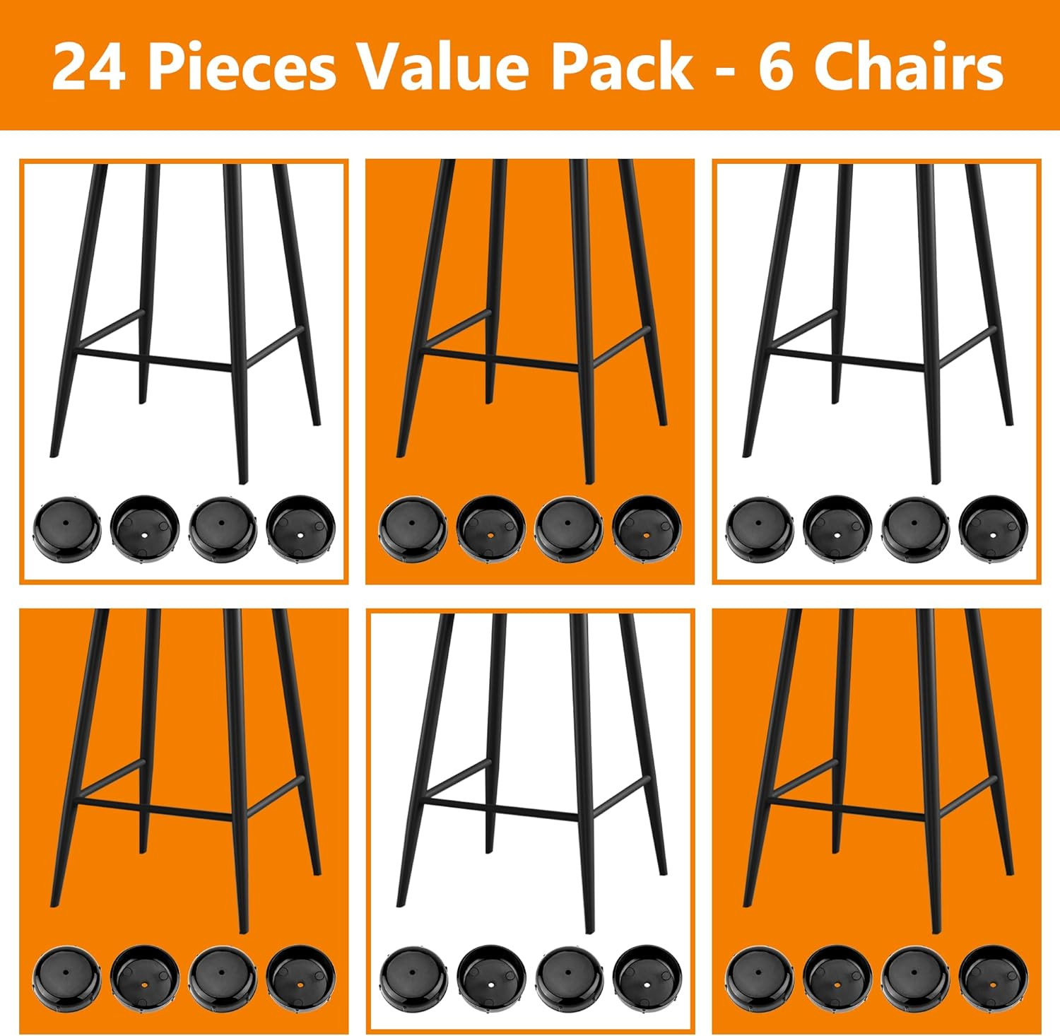 24-Pack Wrought Iron Patio Furniture Feet Caps 1-1/2 Inch Plastic Outdoor Patio