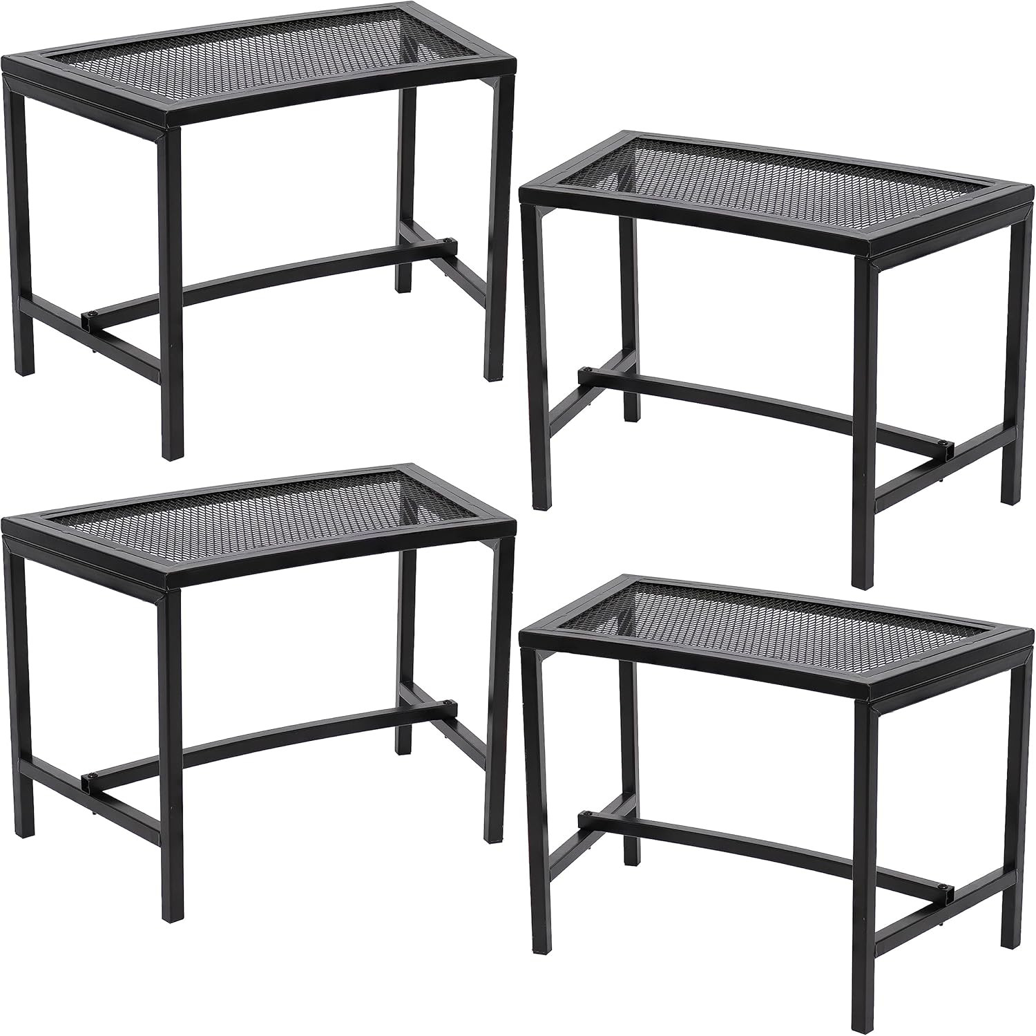 Sunnydaze Mesh Outdoor Curved Bench – Metal Patio Bench Set – Heavy-Duty Outdoor
