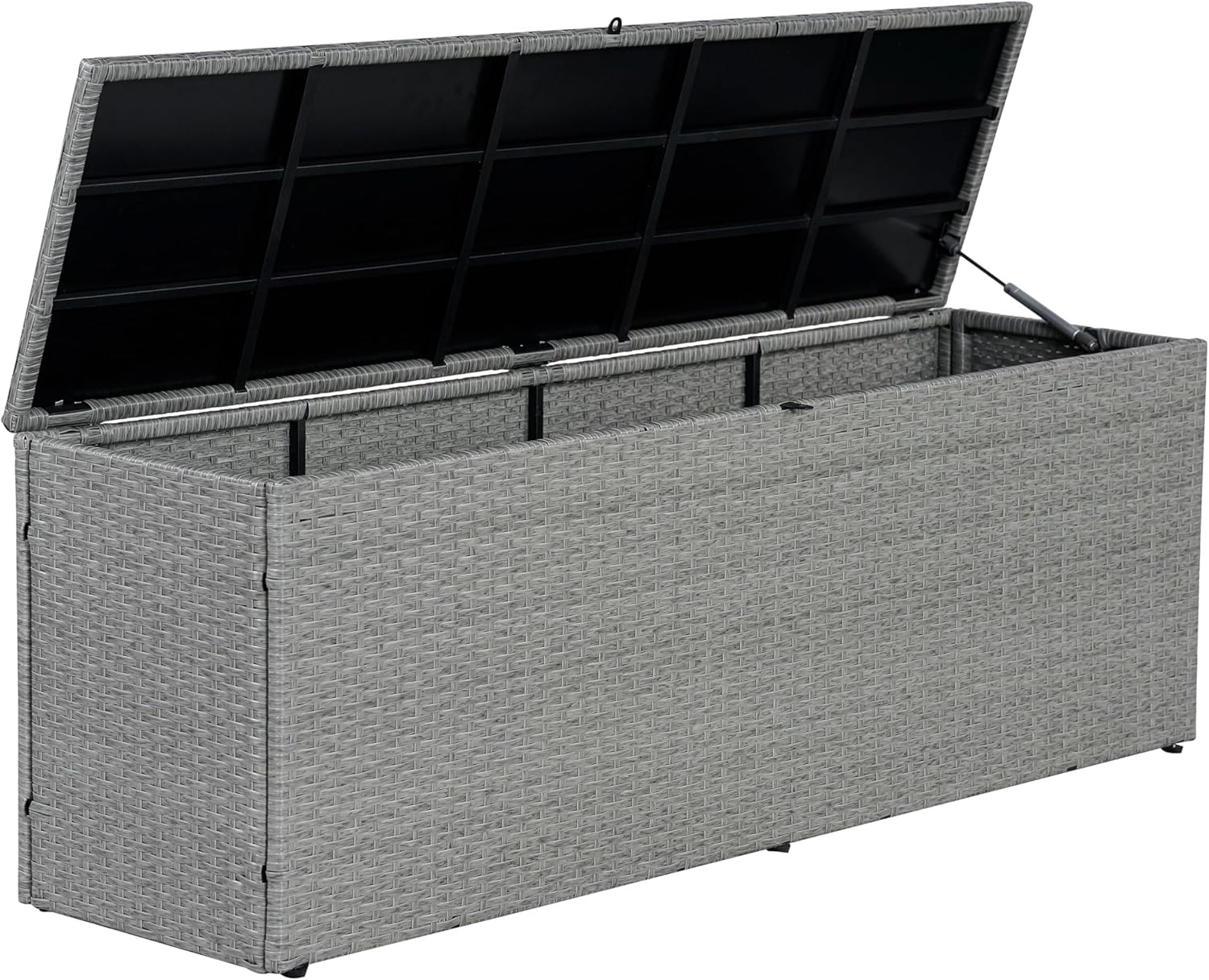 Modern Gray Faux Wicker Outdoor Storage Box for Patio & Garden Supplies