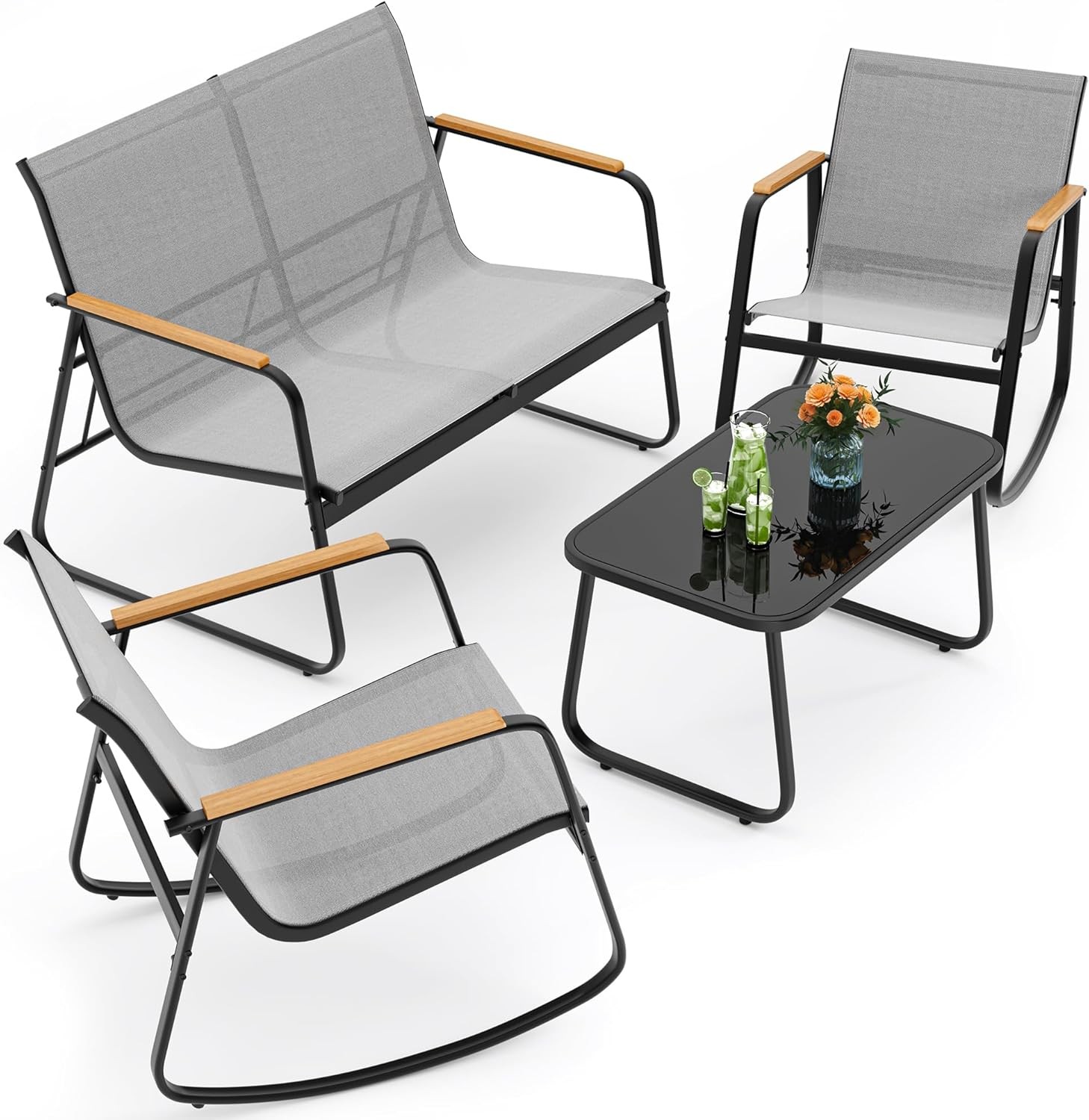 4-Piece Outdoor Patio Furniture Set, All Weather-Resistant Textile Fabric