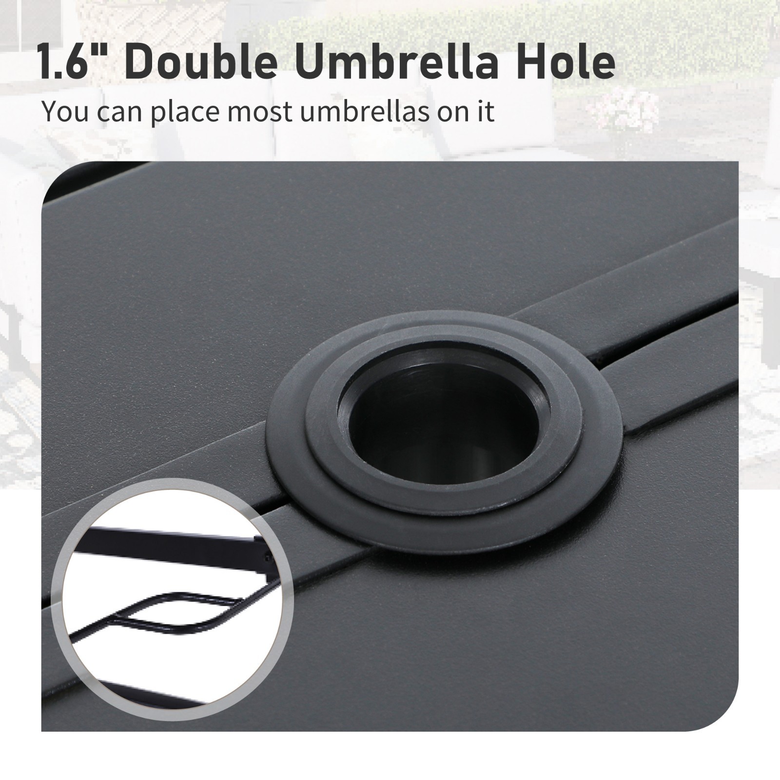 5PCS Outdoor Patio Dining Set Square Table with Umbrella Hole for Yard Lawn Deck