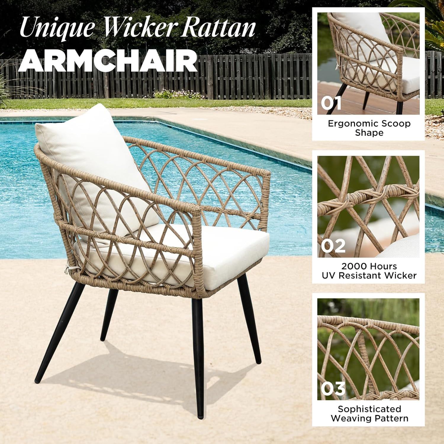 Heavy Duty 500Lbs Weight Capacity Wicker Bistro Table and Chairs Set of 2 with P