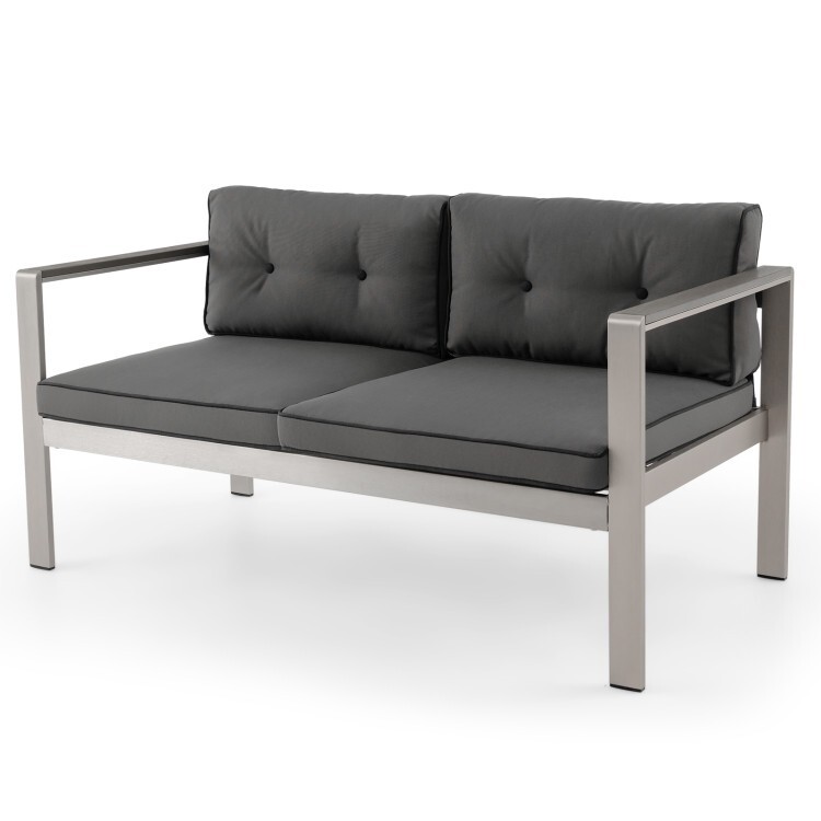 Contemporary 2-Person Patio Sofa Chair Armrests Balcony Backyard Porch Loveseat