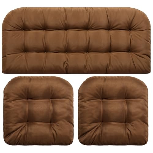 3 Pack Wicker Furniture Cushions Waterproof Outdoor/Indoor Tufted Wicker Brown