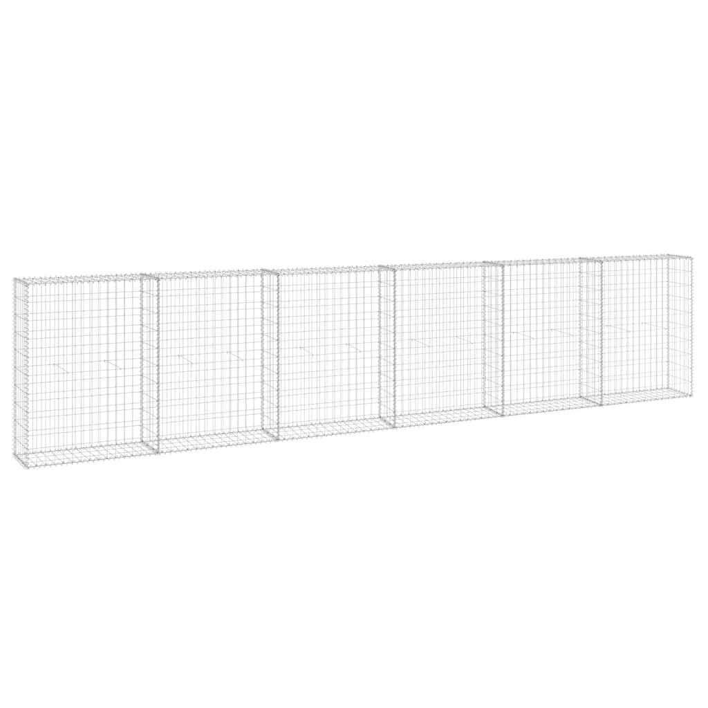 Gabion Wall Gabion Basket Post Gabion Wall with Covers Galvanized Steel vidaXL