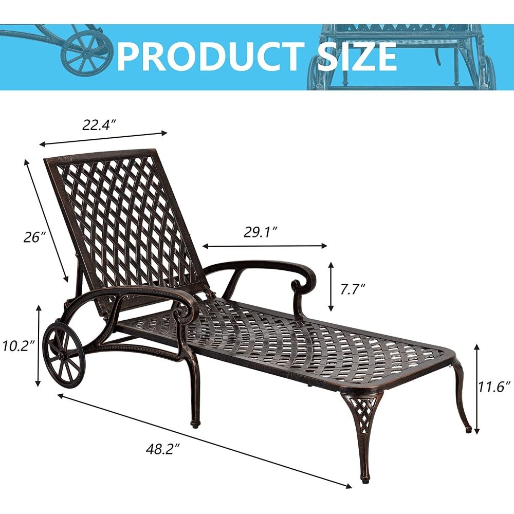 Chaise Lounge Chair Outdoor, Poolside Lounger Aluminum Tanning Chair