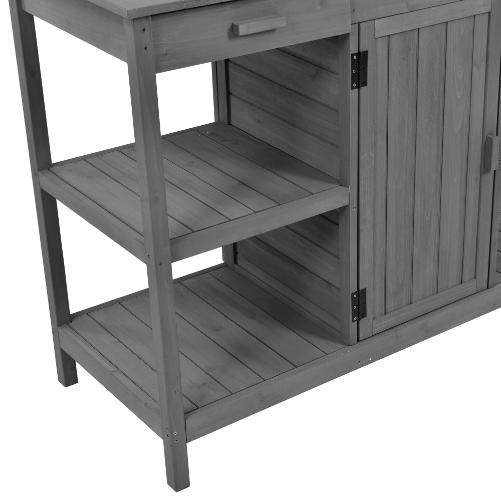 66” Large Outdoor Farmhouse Wooden Potting Bench Table, Garden Workstation