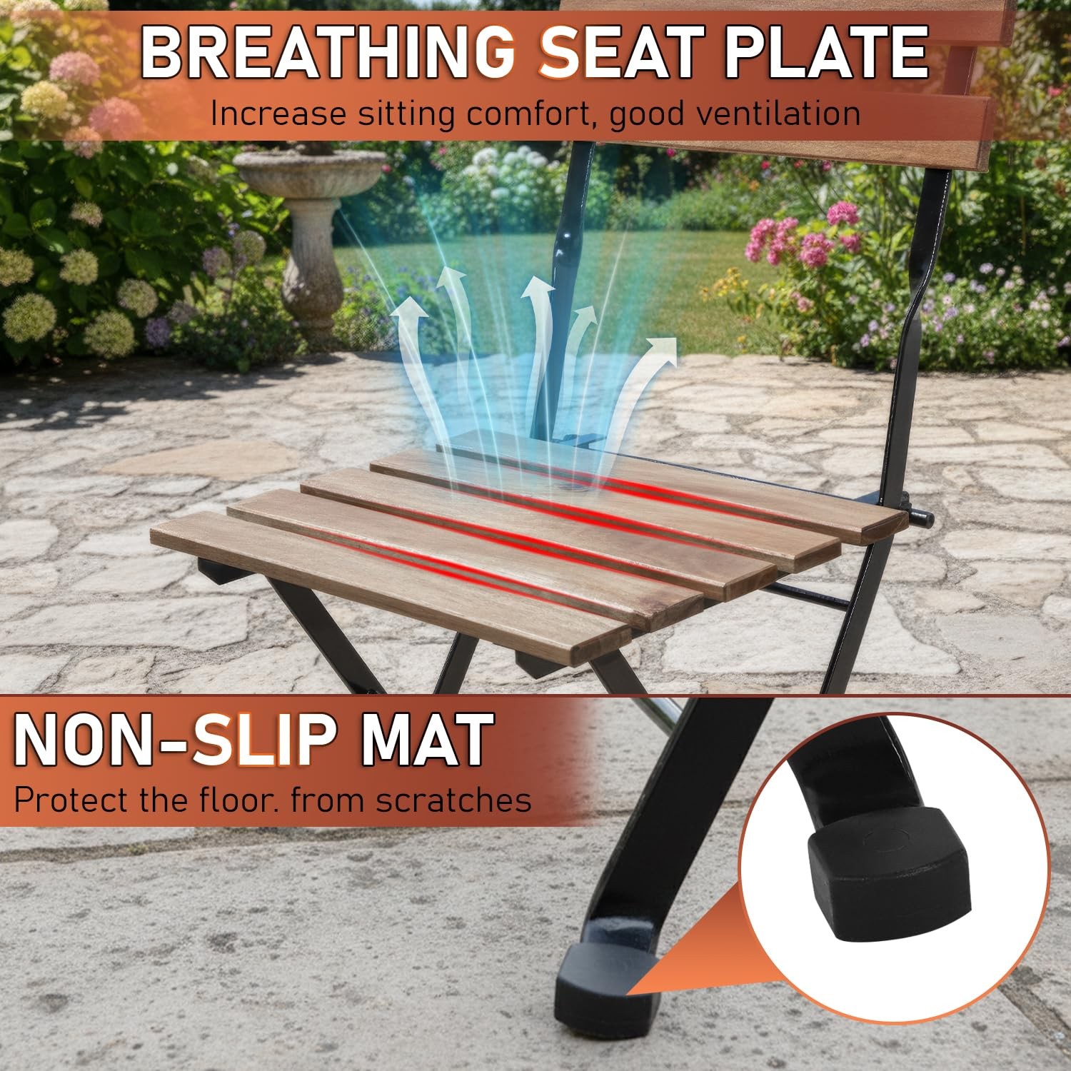 Fdw Patio Furniture Set 3 Pieces Foldable Outdoor Furniture Set Folding Patio