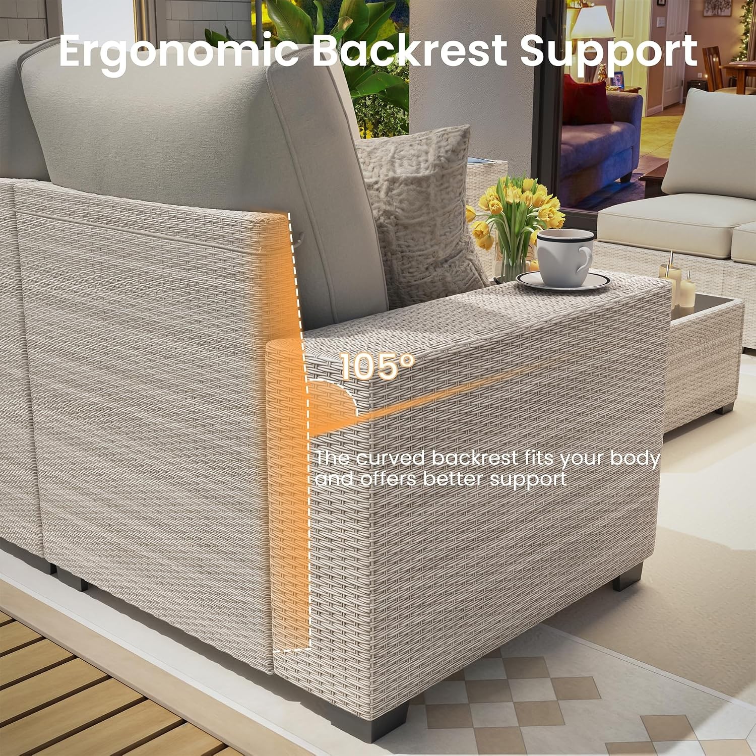Olimix 8 Piece Outdoor Patio Furniture Set, Outdoor Sectional Furniture, Rattan