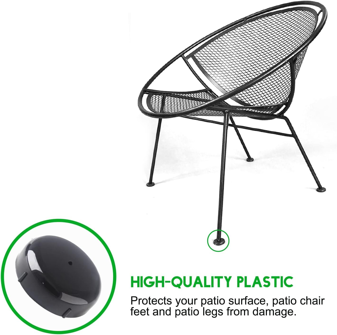 24 Pack 1.5 Inch Wrought Iron Patio Furniture Feet, Patio Furniture Seating Glid