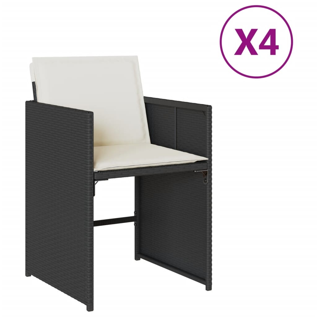 Patio Chairs with Cushions Outdoor Furniture 4 Pcs Black Poly Rattan vidaXL