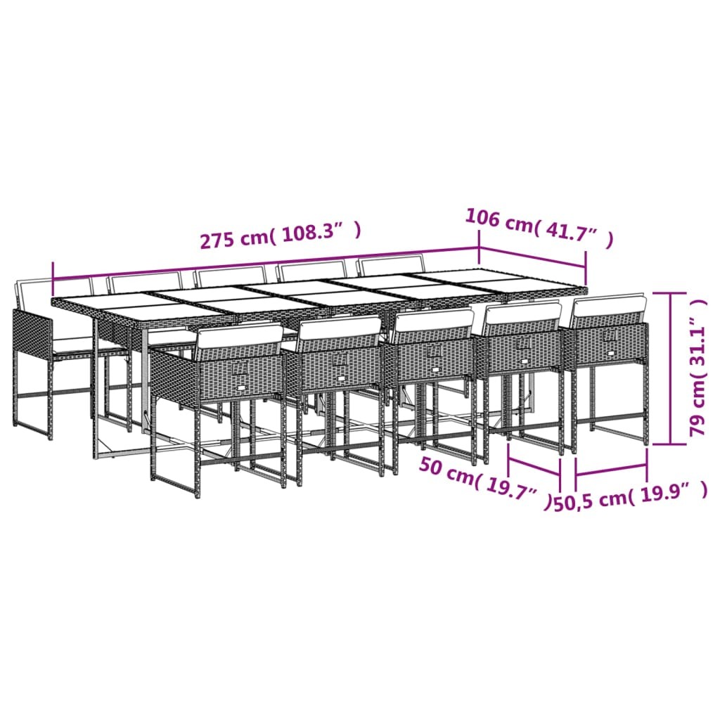 Garden Dining Set Grey, Brown, Dark Grey vidaXL