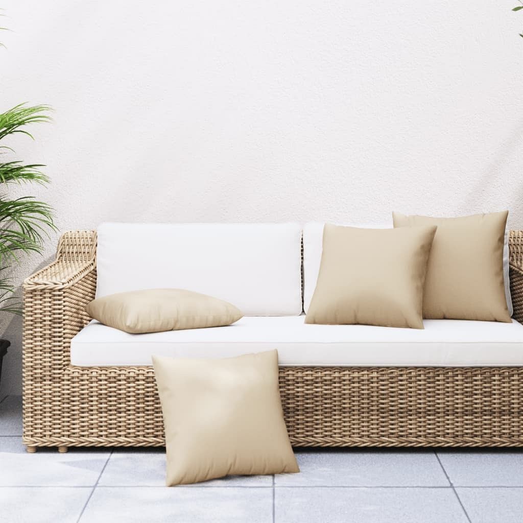 Sofa Cushion Set of 4 Beige Polyester Large Water-Resistant