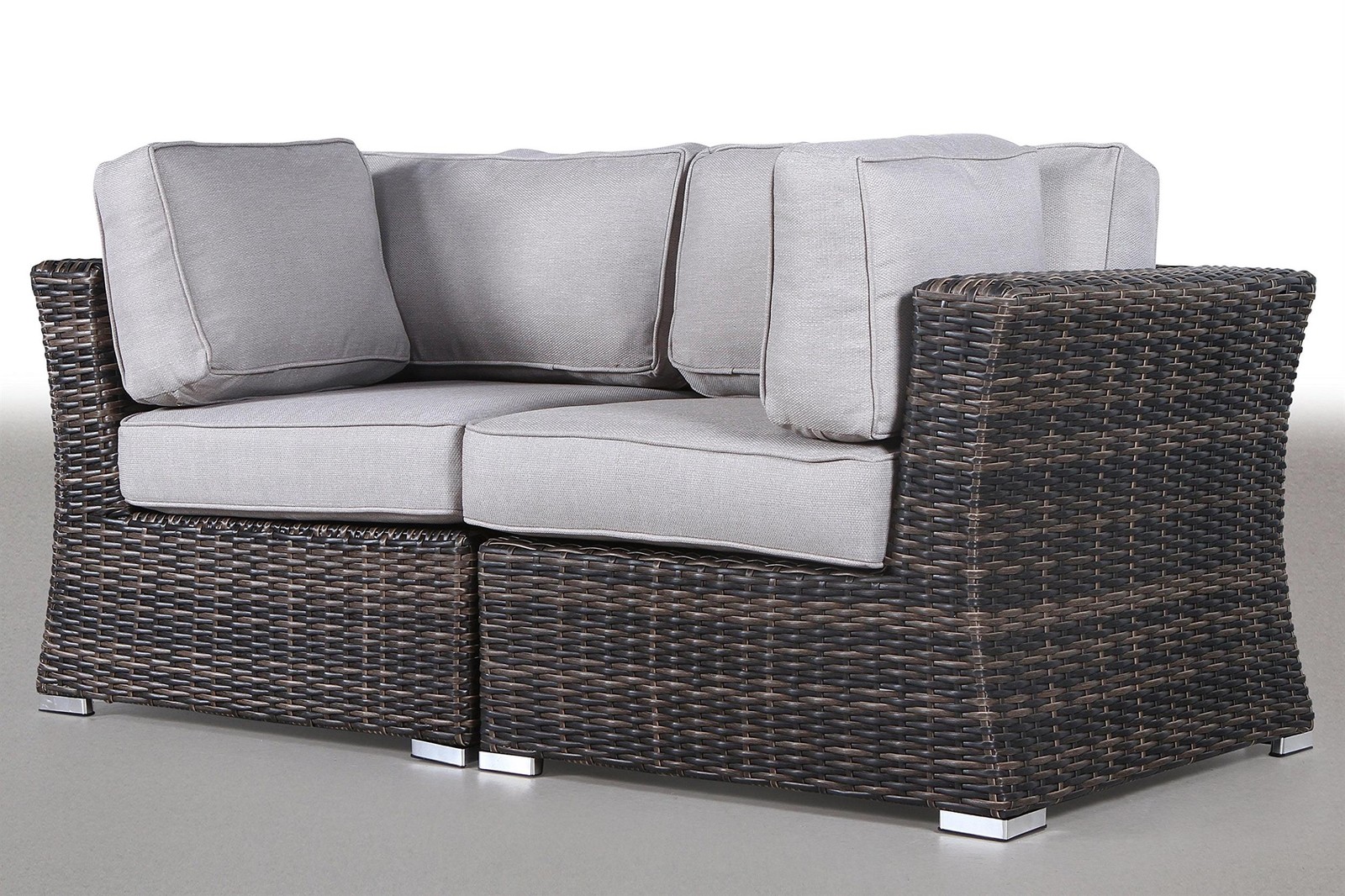 Living Source International Outdoor Wicker Loveseat w/ Cushions in Espresso/Gray