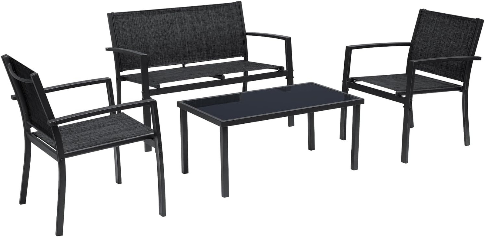 4 Pieces Patio Furniture Set Outdoor Conversation Textilene Fabric Chairs for La