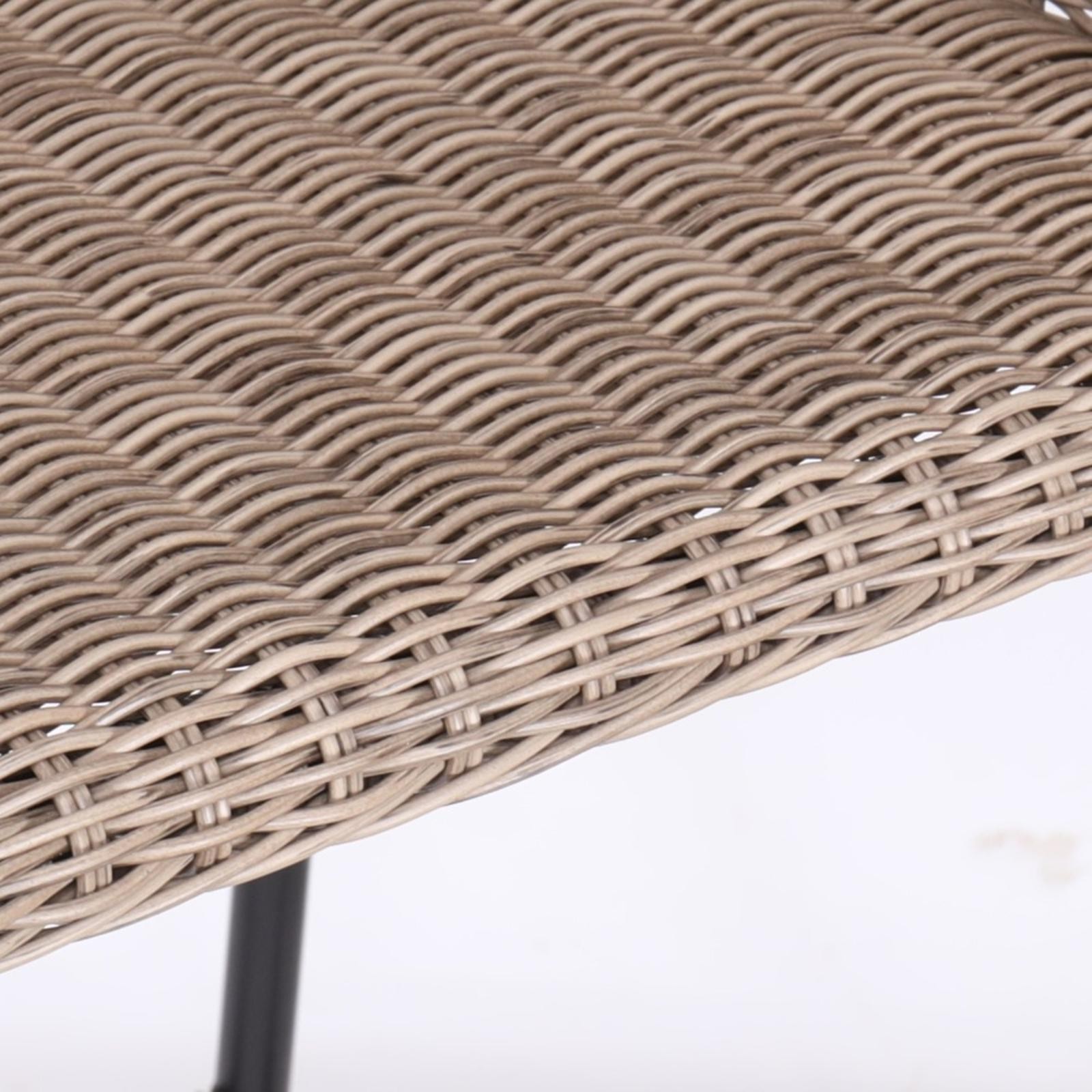 Ladd Metal Wicker Outdoor Barstools Set, Light Brown Faux Rattan, Black Iron