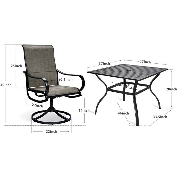 Outdoor Table and Chair Set Includes 4 Balcony Swivel Dining Chairs