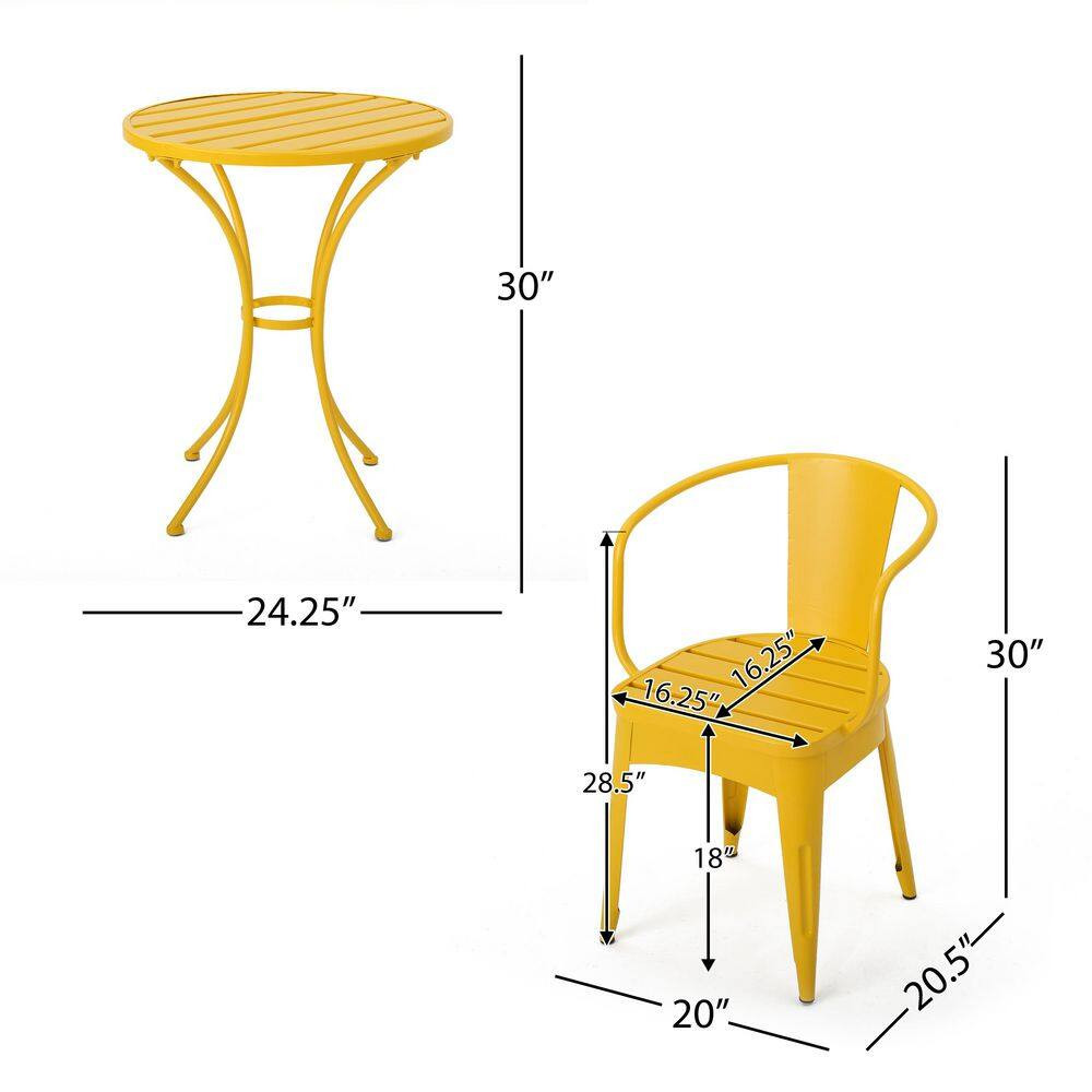 3-Piece Metal Bistro Set, Outdoor Patio Furniture Set (2 Chairs + 1 round Table)