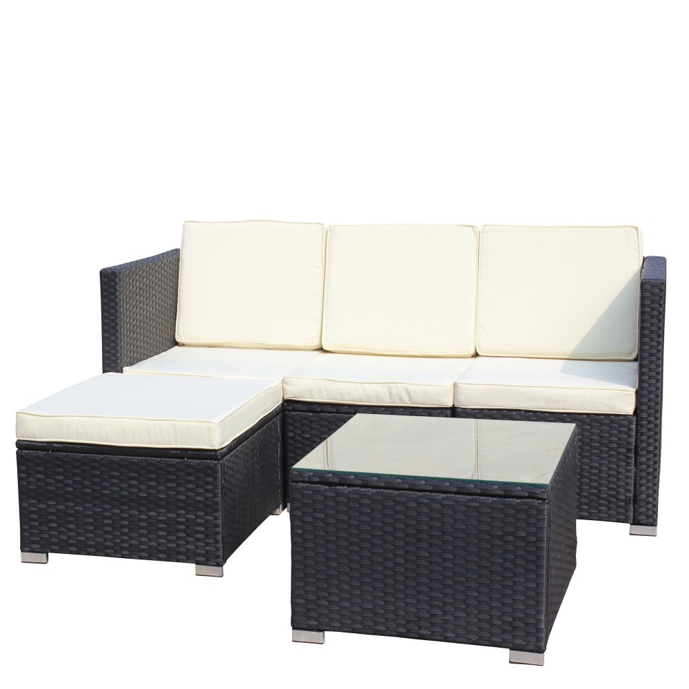 Outdoor Garden Patio Furniture 5-Piece PE Rattan Wicker Cushioned Sofa Sets