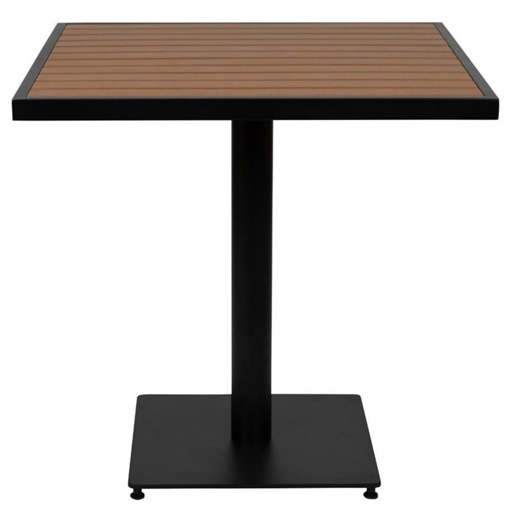 Flash Furniture 30″ Square Patio Dining Table with Poly Slats in Faux Teak