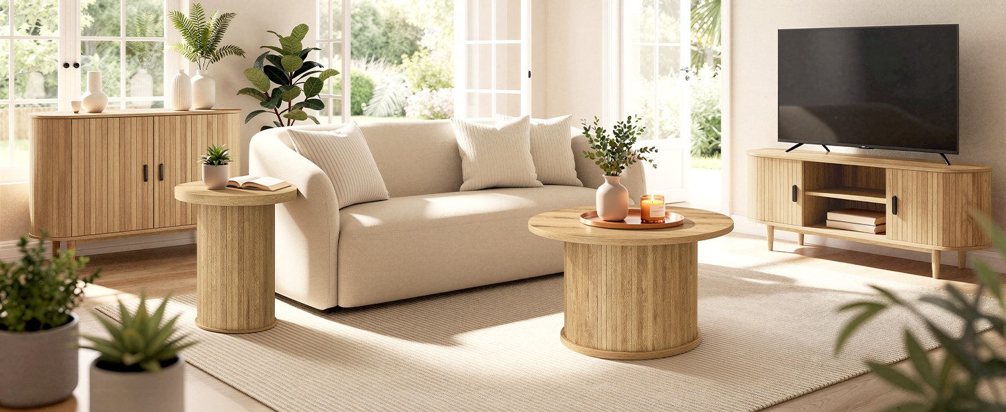 Round Side Table, Tbour End Table, Mid Modern Nightstand