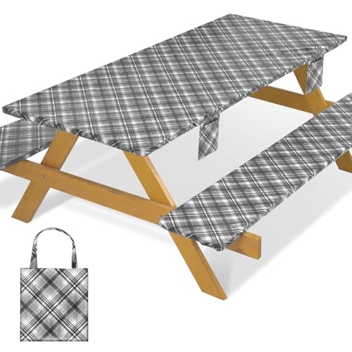 Fitted Waterproof Picnic Table 72″ x 30″ (Rectangular) Black and White Lines