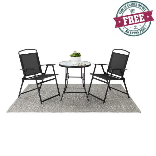 Mainstays Albany Lane 3-Piece Outdoor Bistro Set, Folding Chairs & Glass Table