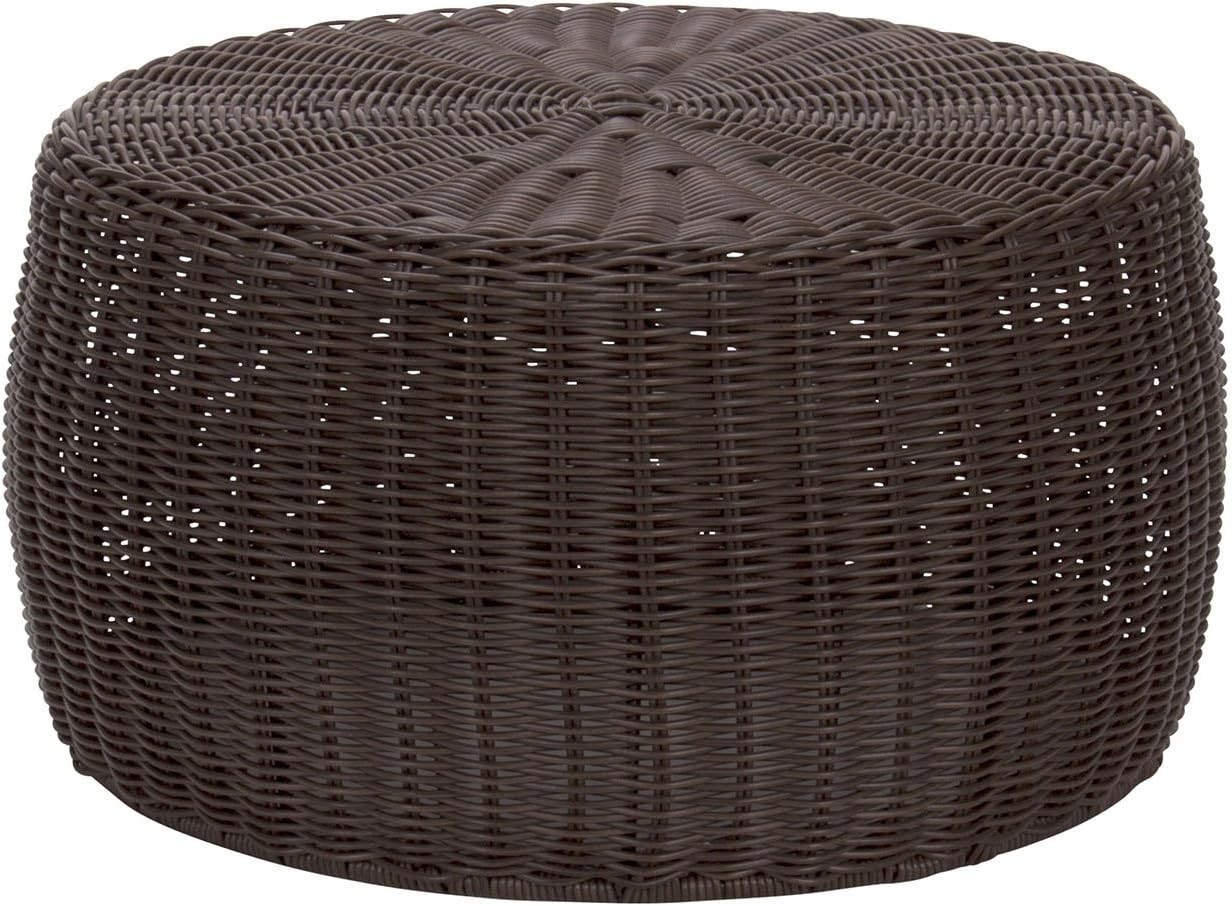 Household Essentials Handwoven Resin Storage Stool 16″D x 16″W x 9″H, Brown