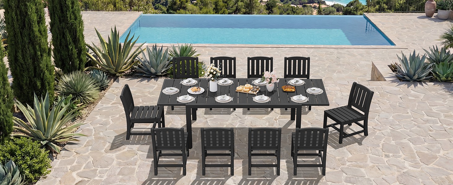Outdoor Dining Chairs Set of 2, All-Weather HDPE Patio Armless Chairs Suitable