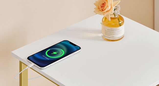 End Table with Charging Stat, Bedside Table with 2 Der & USB