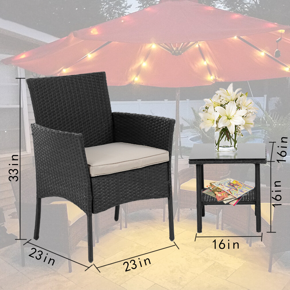 Patio Furniture Sets 3 Pieces Outdoor Bistro Set Rattan Chairs Wicker Set