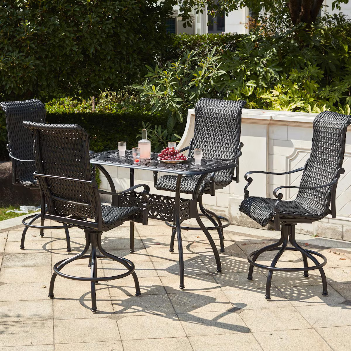 Victoria 5 Pc Resin Wicker Bar Set 52 X 26 Inch Series 60 Table in Espresso/ by