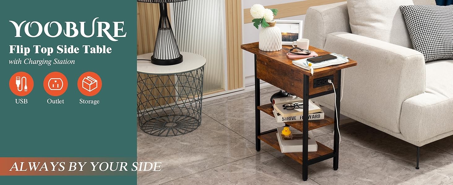 End Table with Charging Stat, Flip Side Table with USB