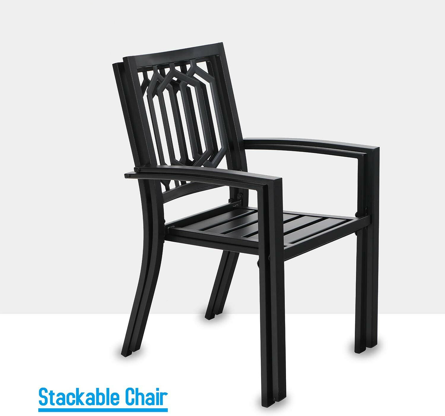 5 Piece Outdoor Dining Set Patio Chair Stackable Square Table with Umbrella Hole