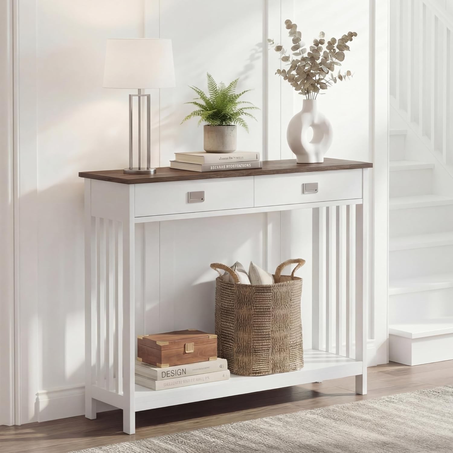 47″ Farmhouse Entryway Table with Der, Narrow Console Table
