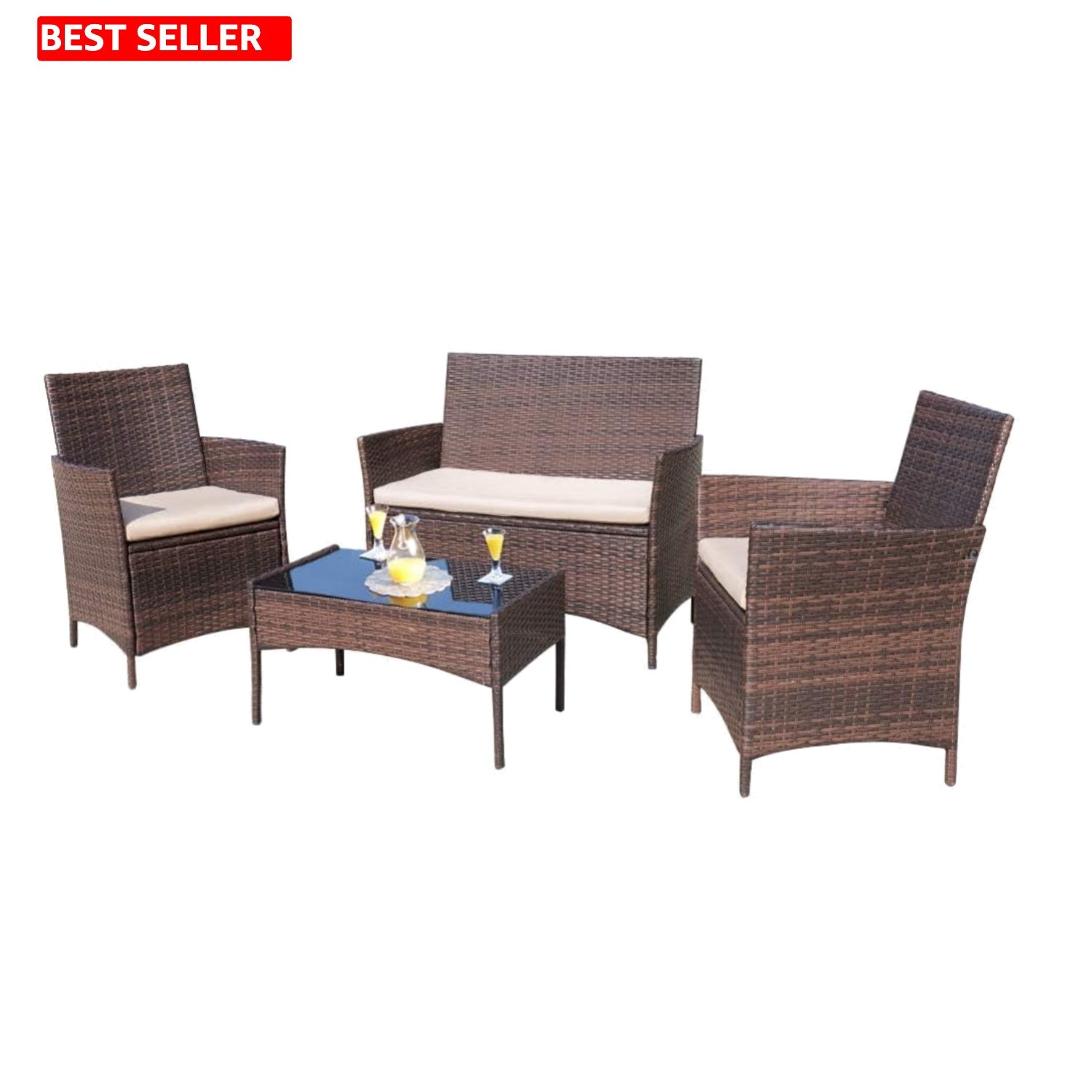 Durable 4-Piece Outdoor Furniture Set – Comfortable Seating for Garden & Patio