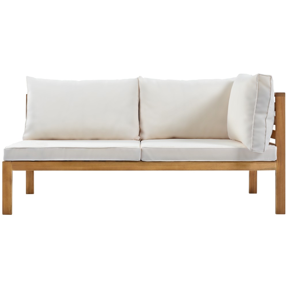 4PCS Acacia Wood Patio Sectional Sofa Set w/UV Protected Cushions & Coffee Table