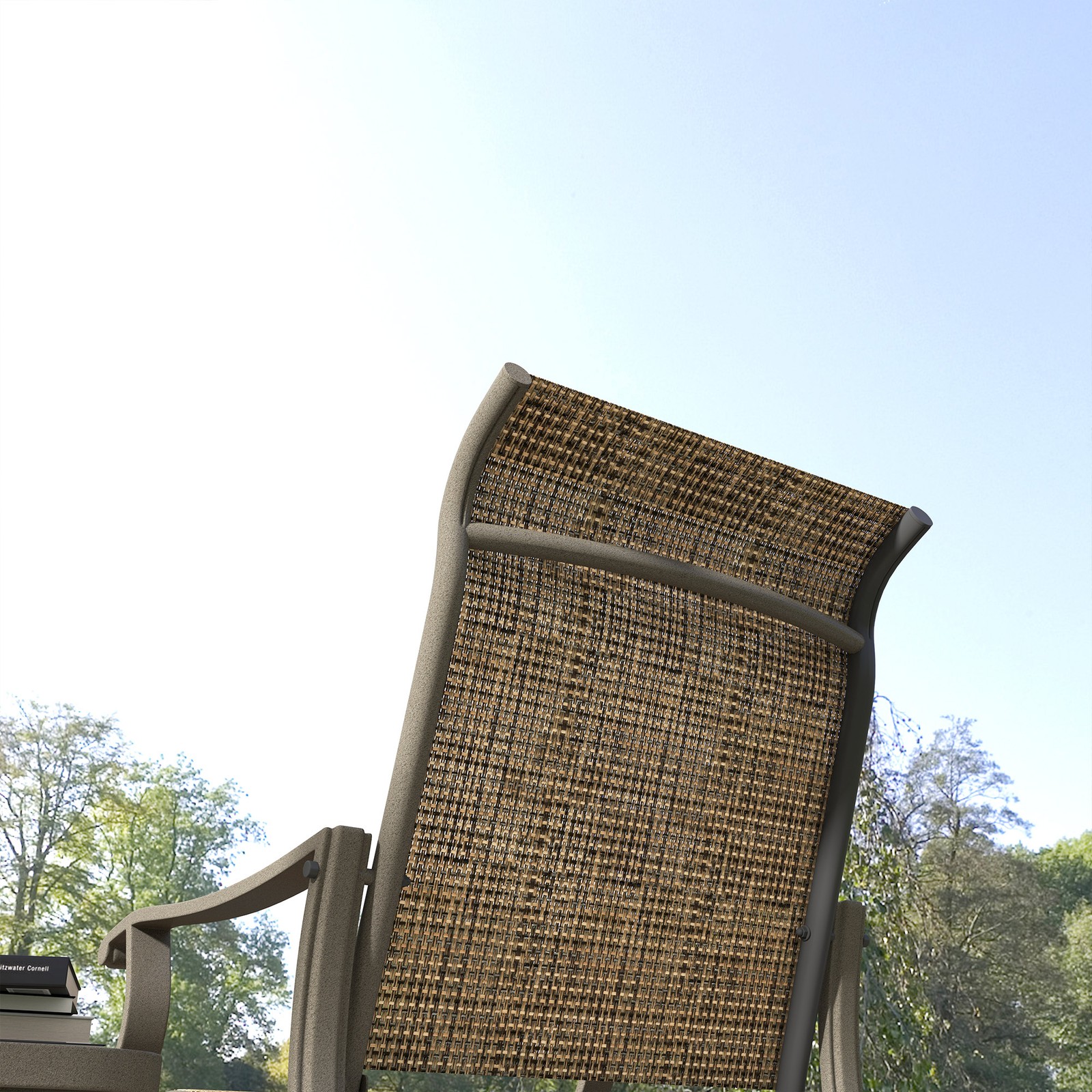 2-Person Gliding Rocking Chairs & Bistro Tea Table Garden Swing Seat Mixed Brown