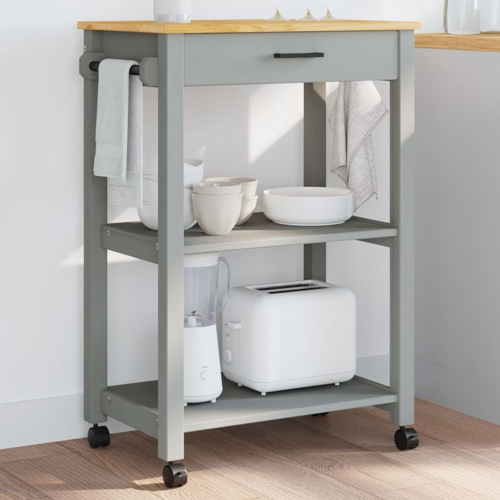 Kitchen Trolley MONZA 23.6″x15.7″x34.8″ Solid Wood Pine