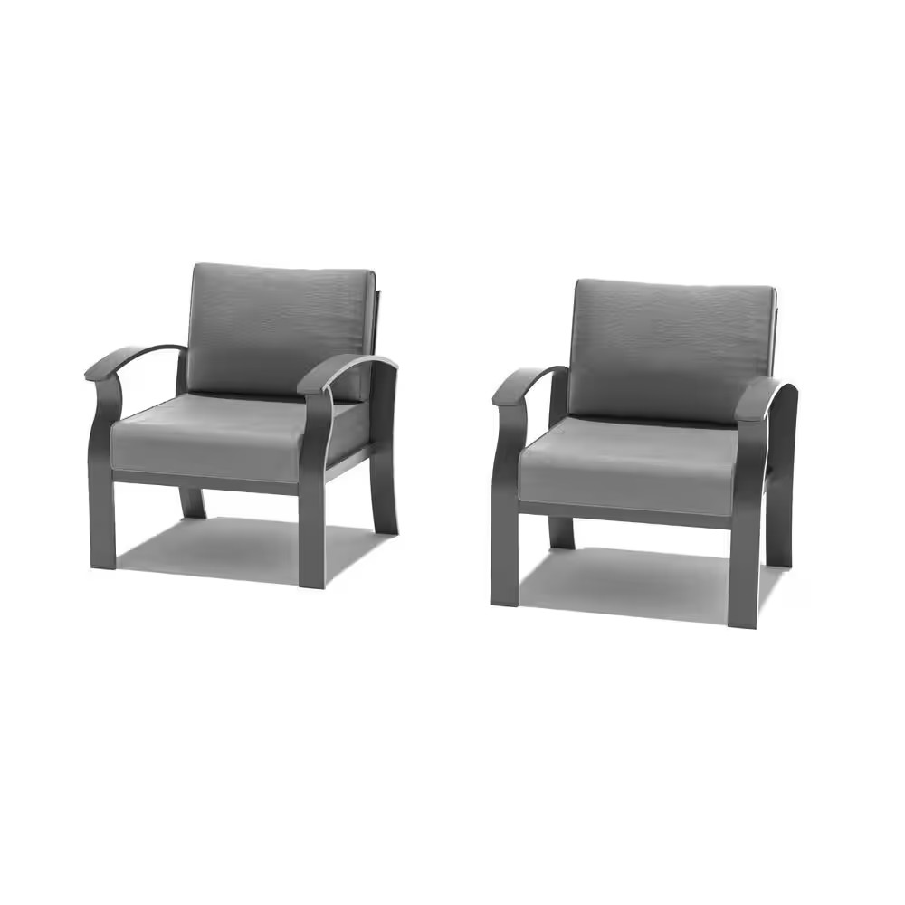 2 Aluminum Single Patio Couch with Grey Cushions