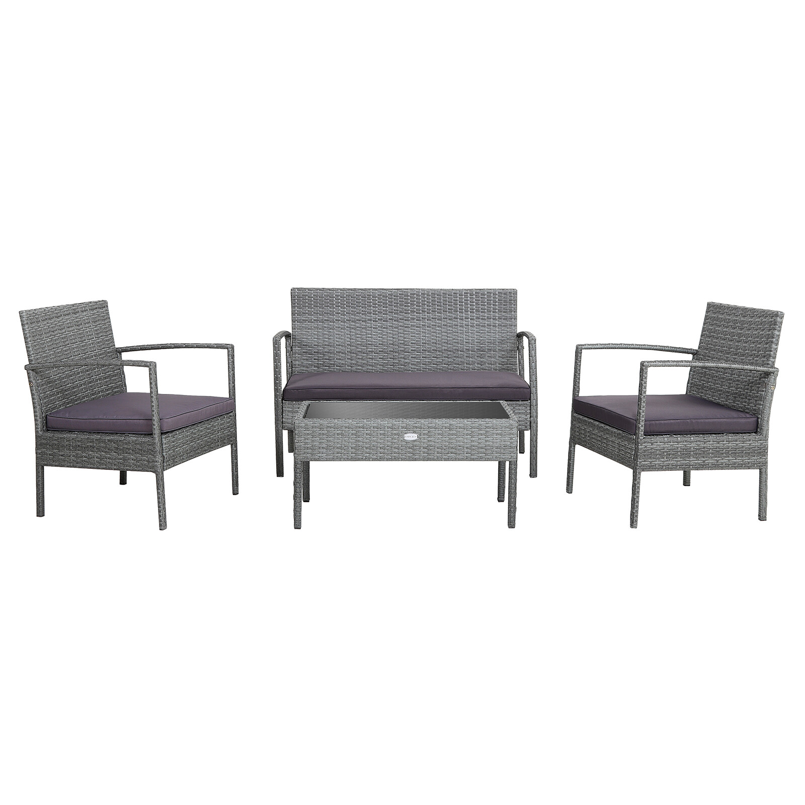 Patiojoy Patio Rattan 4PCS/8PCS Cushioned Chair Side Table Classic Furniture