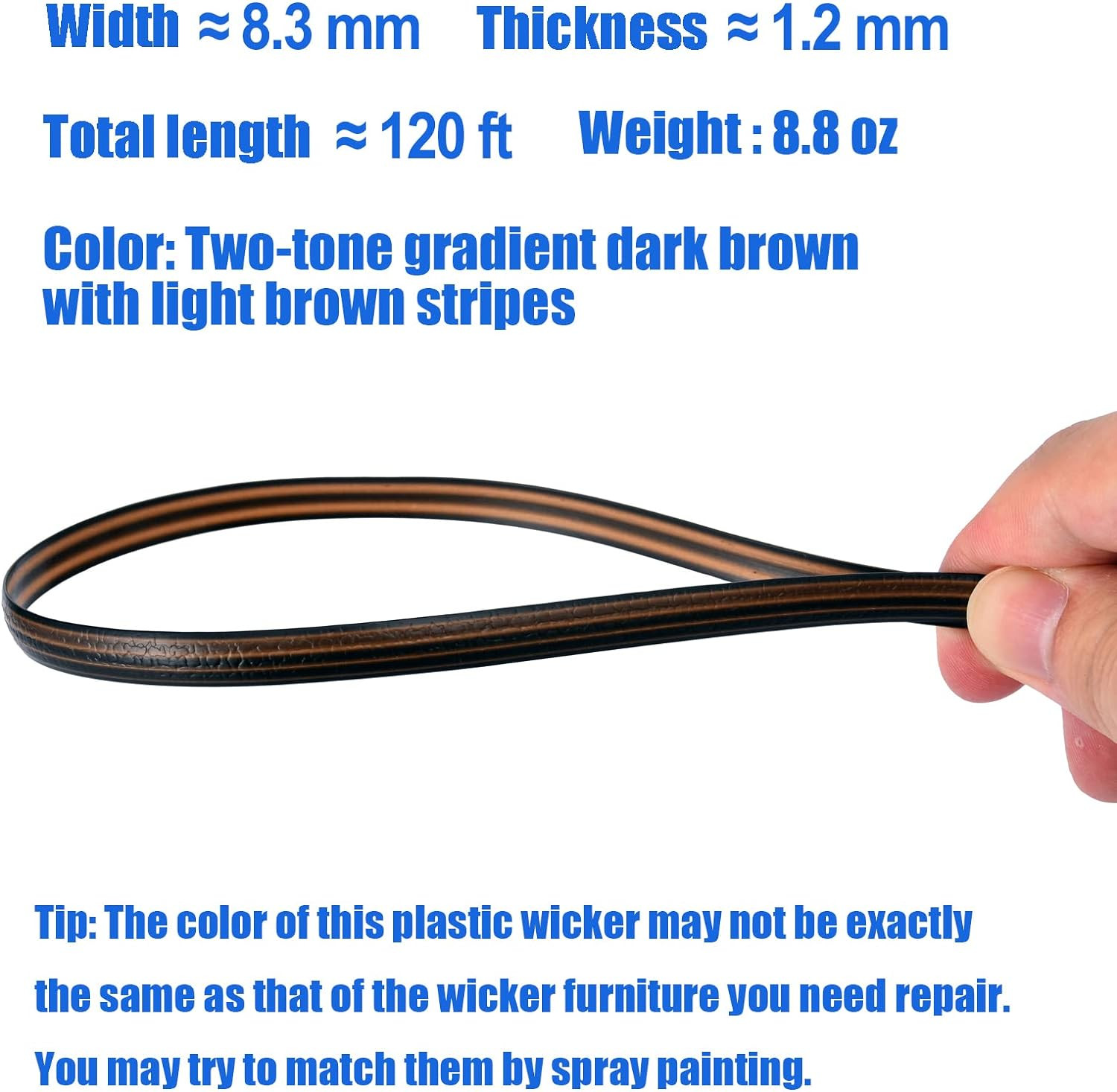 120Ft Wicker Repair Supplies Two Tone Gradient Dark Brown with Light Brown Strip